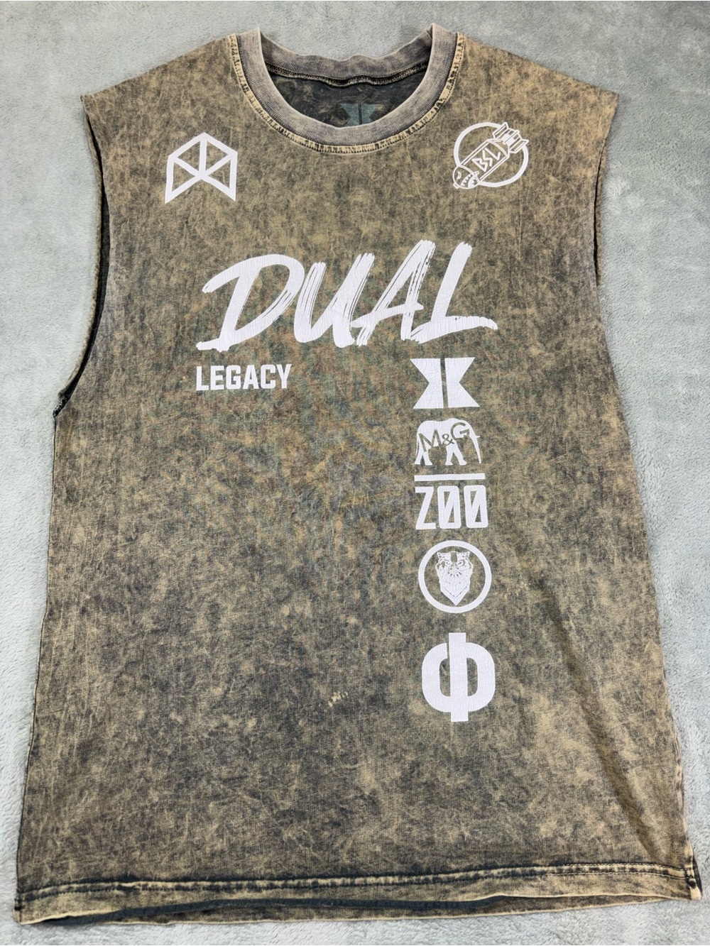 Dual Legacy Acid Wash Sleeveless Muscle Tank Top - Men’s Size Medium